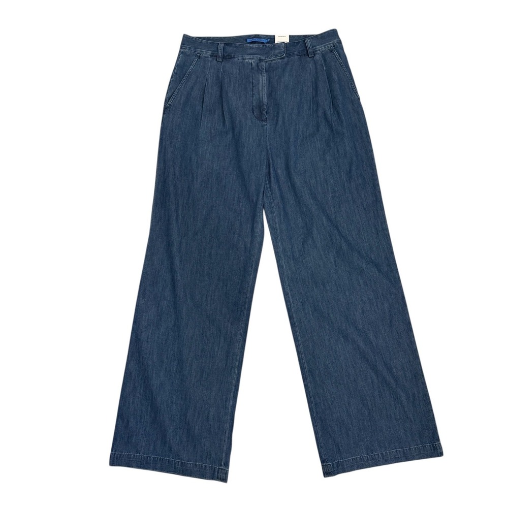 J McLaughlin Wide Leg Denim Newman Pleated Pants Womens Size 12 Lightweight
